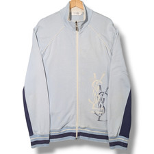 Yves Saint Laurent Full Zip Sweatshirt Mens Large Blue Graphic Jumper YSL VTG