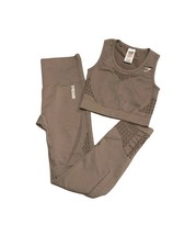 Gymshark Energy Seamless Set Taupe Brown Leggings M  Sports Bra XS Mesh