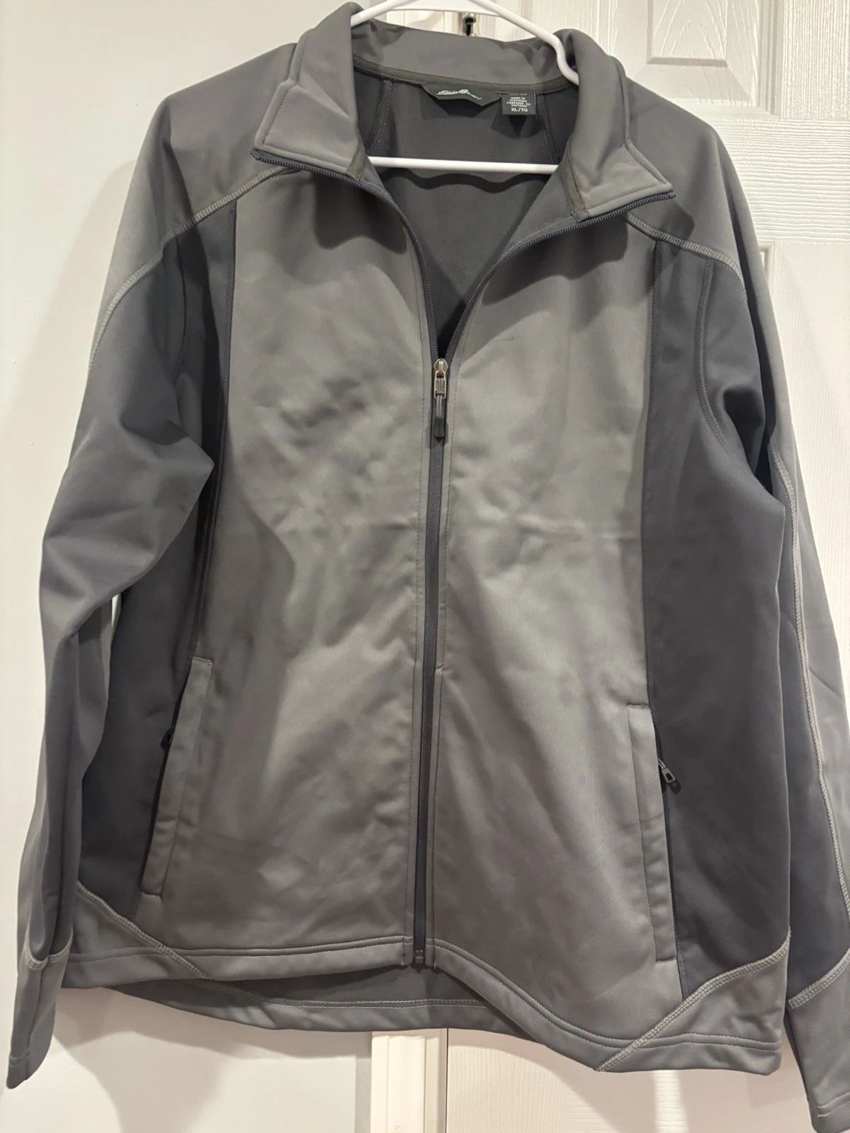 Eddie Bauer Gray Soft shell Jacket Mens Large Full Zip NEW image 4