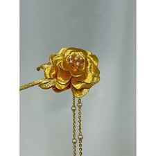 Gold Rose Tassel Hairpin Vintage Chinese Hanfu Hair Accessory Headpiece