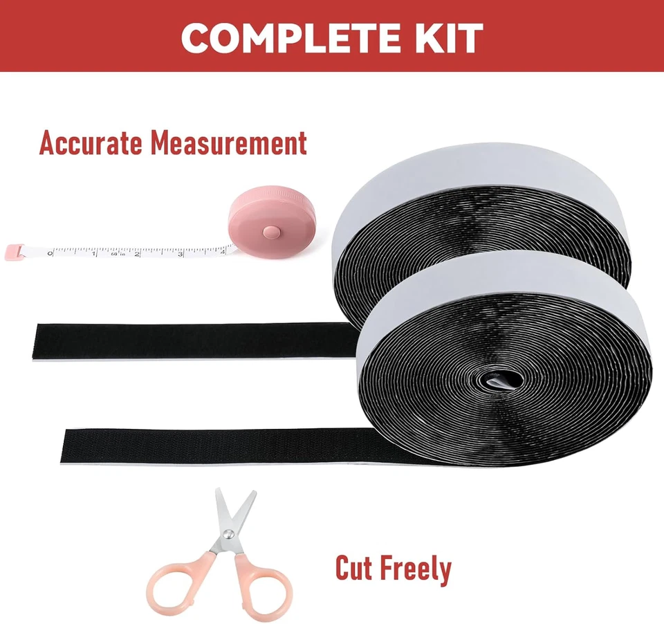 32Ft *1 Inch Hook and Loop Tape with Adhesive Back, Heavy Duty Double Sided Adhe - Image 3 of 4