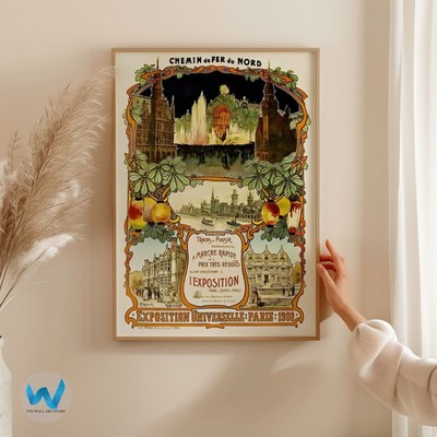 Vintage Paris Exposition 1900 Poster Wall Art Print Premium