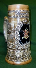 1976 CS2 ANHEUSER BUSCH THIN HANDLE Beer Stein A & EAGLE Ceramarte No St. Louis
