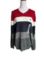 US Polo Assn. Men's V-Neck Sweater, Size Large, Red, Long Sleeve NWT
