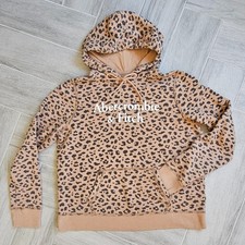 Abercrombie  Fitch Soft Collection Tan Black Leopard Hooded Sweatshirt XL