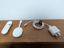 Google Chromecast with Google TV 4K GZRNL Snow White + Voice Remote & Power Supp