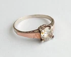 Vintage Beautiful Ring White stone Silver 925 Gold 375 Women Jewelry size 13.5