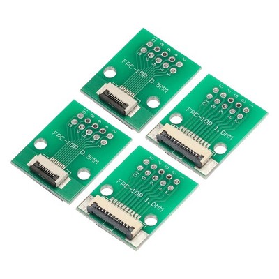 FPC PCB Platine 10P 0.5mm am Sockel Seite Rückseite 1.0mm bis DIP 2.54mm 4stk