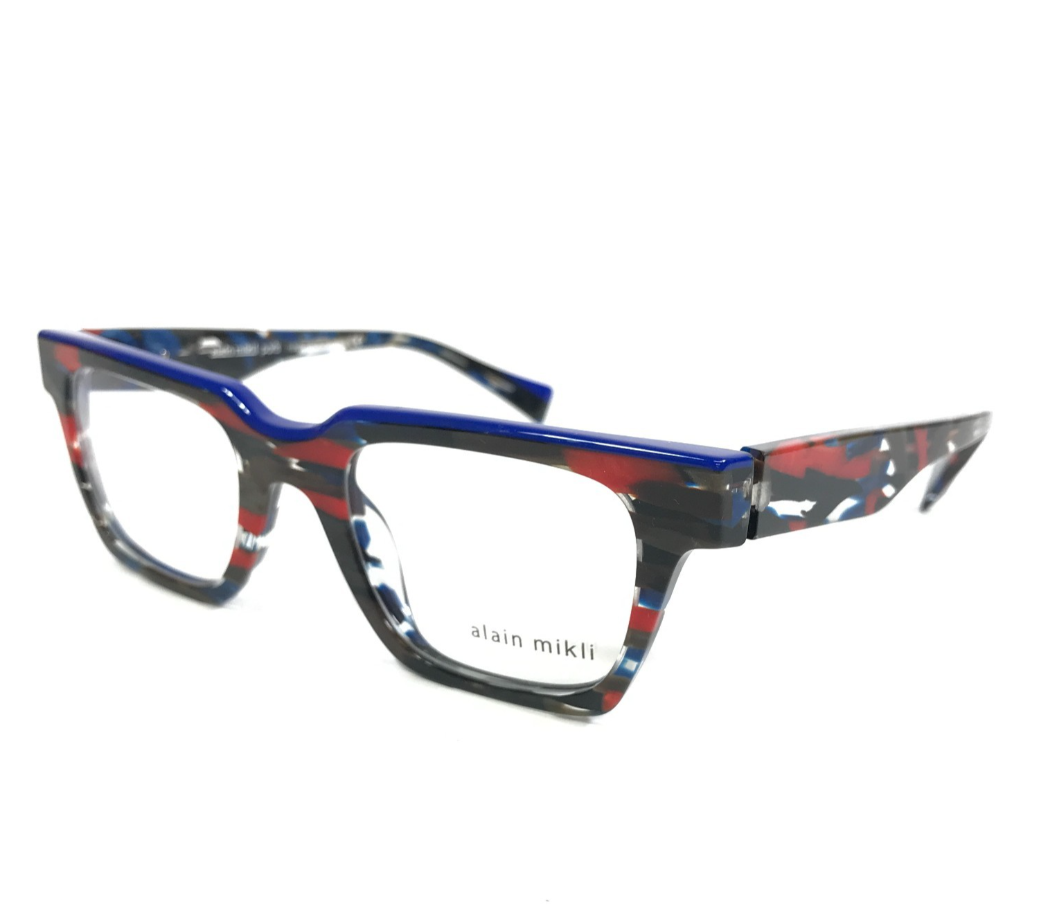 Alain Mikli Eyeglasses Frames Verney A03093 011 Striped Red Blue Black 50-21-145