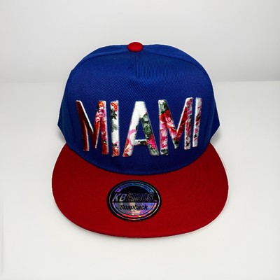 Miami KBETHOS Snapback Cap Blau/Rot Floral Schrift 58cm Unisex Kappe