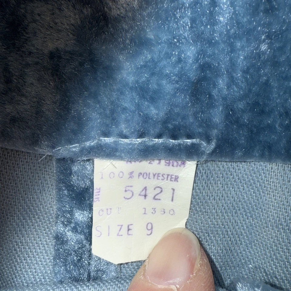 Mini pantalones cortos vintage raros de terciopelo azul aplastado talla 9 Foto 4 de 4