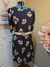 Nwot 16 Size Tommy Hilfiger Navy Midi Dress with Cream Floral Print