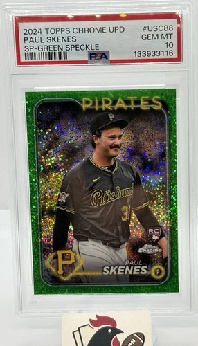 Paul Skenes 2024 Topps Chrome RC Green Speckle Refractor 63/99 PSA 10 Pirates