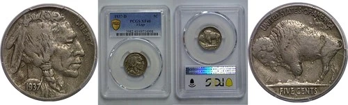1937-D 3 Legs 5C  Buffalo Nickel  PCGS XF-40