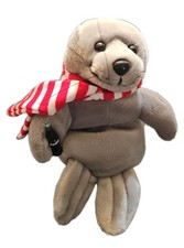 Vintage 1997 Coca Cola Bean Bag Plush Seal In Scarf