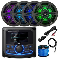JVC Marine AM/FM/WB Radio, 4x 6.5" 120W LED Speakers, Antenna, USB Adapter, Wire