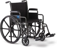 Comfortable Folding Wheelchair with Swing-Back Desk-Length Arms and Swing