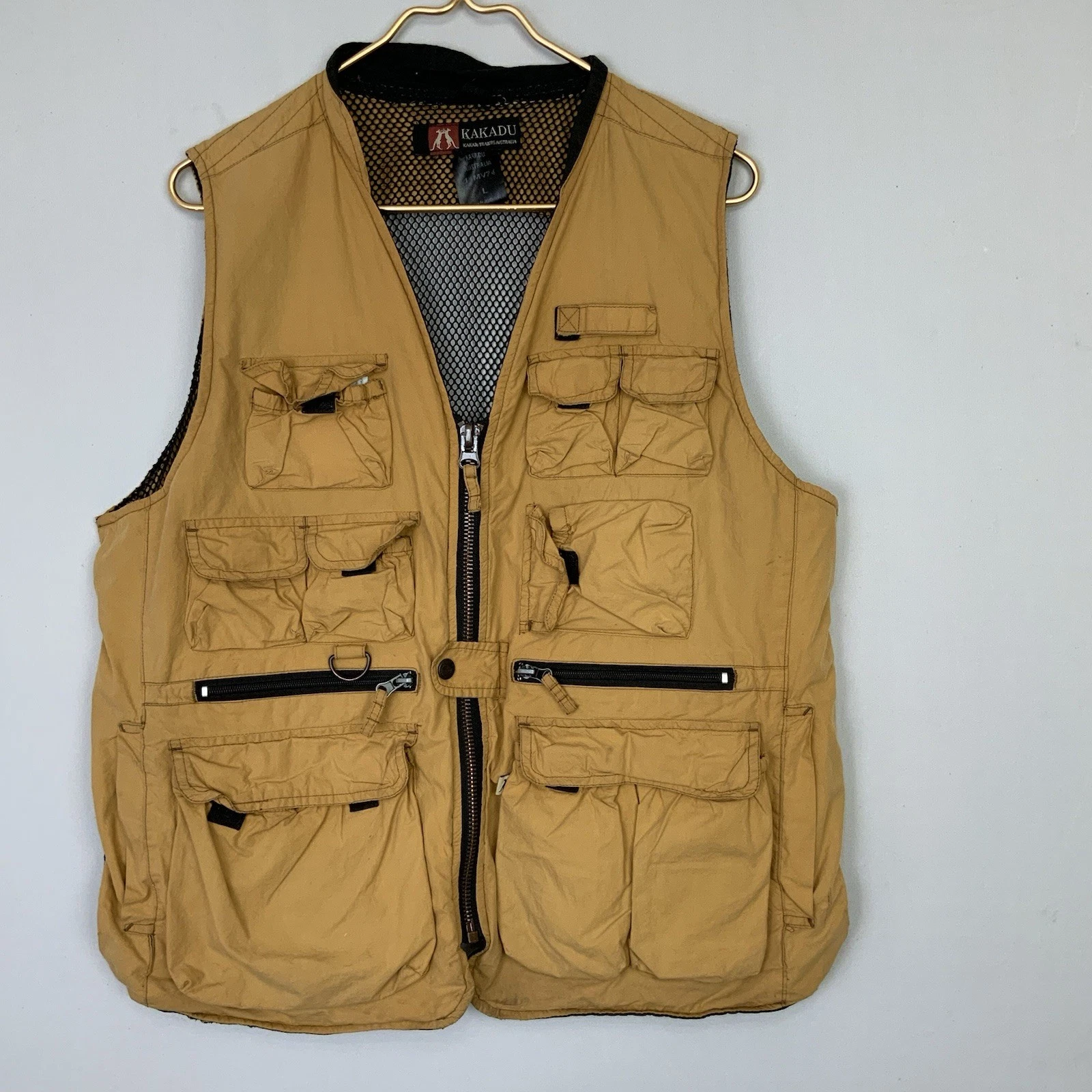 Kakadu Australia Sz Large Yellow Canvas Hunting Fishing Safari Tactical Vest