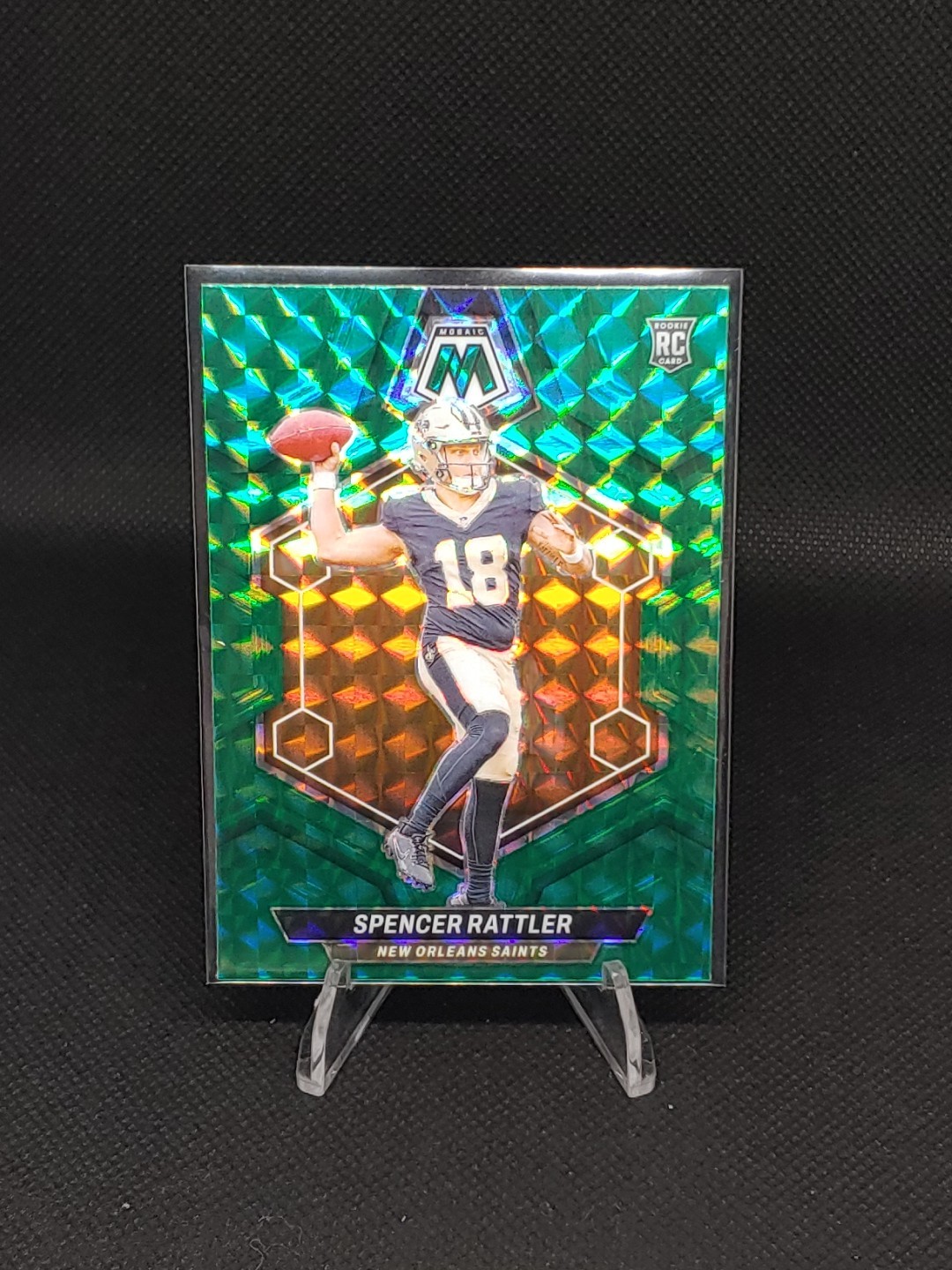 2024 Panini Mosaic - Rookies Spencer Rattler #393 Green Mosaic Prizm (RC)