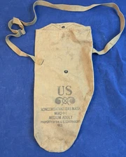 Vintage WWII U.S. Army M1A2 Non-Combatant Gas Mask Carry Bag Field Gear