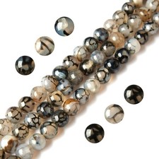100pcs 8mm White Dragon Vein Agate Beads Natural 8mm,