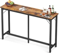 ODK 63 inch Rectangular Bar Table Rustic Brown Bar Height, Pub Table.