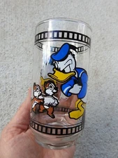 Vintage Libbey Walt Disney Film Strip Series Donald Duck Chip & Dale Glass 5"