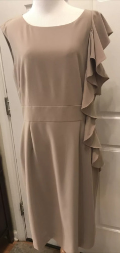 Antonio Melani SZ 10 Sheath Dress Tan Asymmetric R