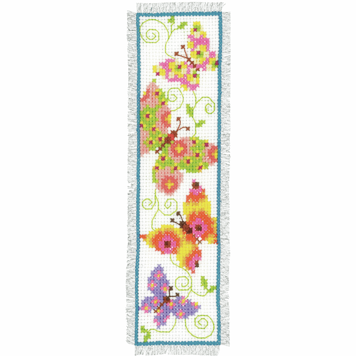 Vervaco Bookmark counted cross stitch kit Butterflies flapping I, DIY - Image 2