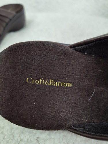Croft Barrow Women Clogs 8 Medium Brown Fabric Slip On Casual Comfort Shoes - Picture 18 of 20