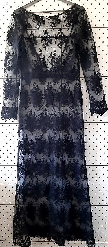 Vintage 60s-70s Black Lace Guipure Maxi Evening Dress Long Sleeves Size M? | eBay Vintage 60s-70s Black Lace Guipure Maxi Evening Dress Long Sleeves Size M? | eBay