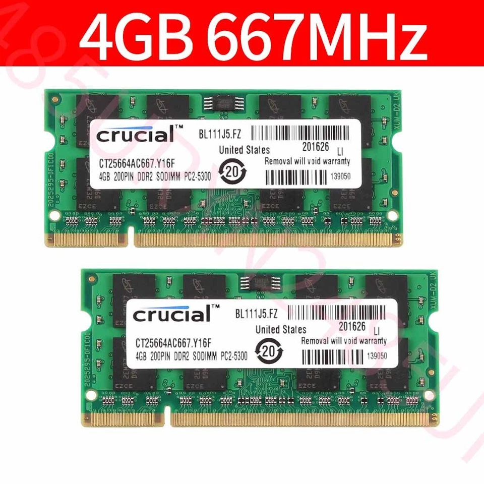 16GB 8GB 4GB 2G DDR2 PC2-5300S 667MHz 200Pin Memory RAM Laptop For Crucial Lot - Image 3 of 4