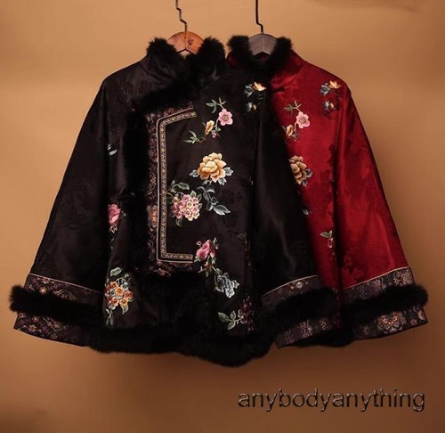 Retro Jacquard Silk Cotton Jacket Women Satin Cotton Padded Loose Coat Tang Suit - Picture 10 of 15