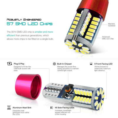 2x 921 LED Backup Reverse Light Bulbs - Xenon White 6000K For Ford F-150 F-250