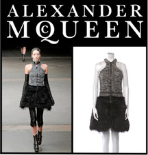 Alexander McQueen A/W 2011 Runway Tweed & Fur Zipper Racerback Dress, US6 IT42