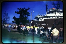 People & Great Lakes Freighter Cargo Ship in 1960, Kodachrome Slide aa 11-30b