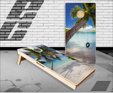 Beach Palm Trees Cornhole Boards Bean Bag Toss Game