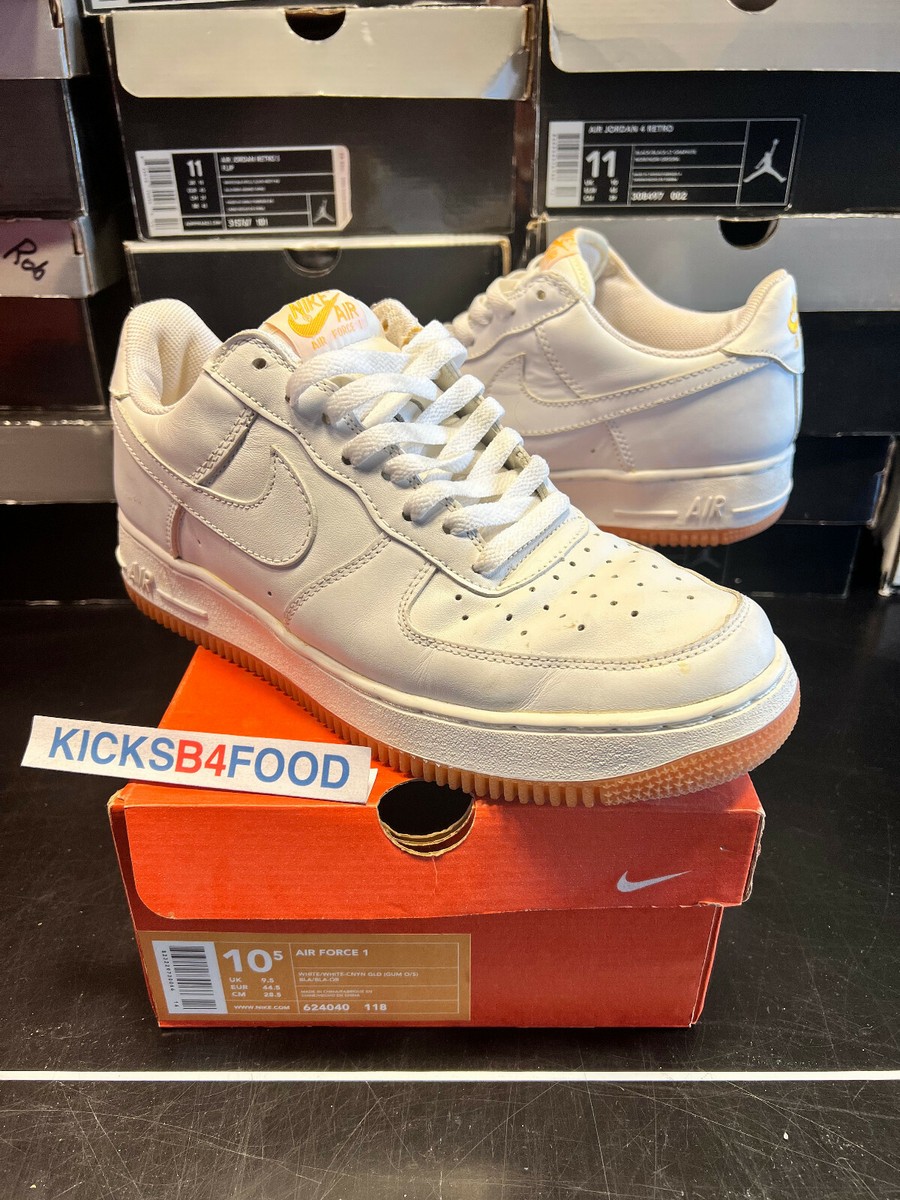 2002 NIKE AIR FORCE 1 WHITE/CANYON GOLD/GUM 10.5 JEWEL CO.JP 2002 NIKE AIR FORCE 1 WHITE/CANYON GOLD/GUM 10.5 JEWEL CO.JP