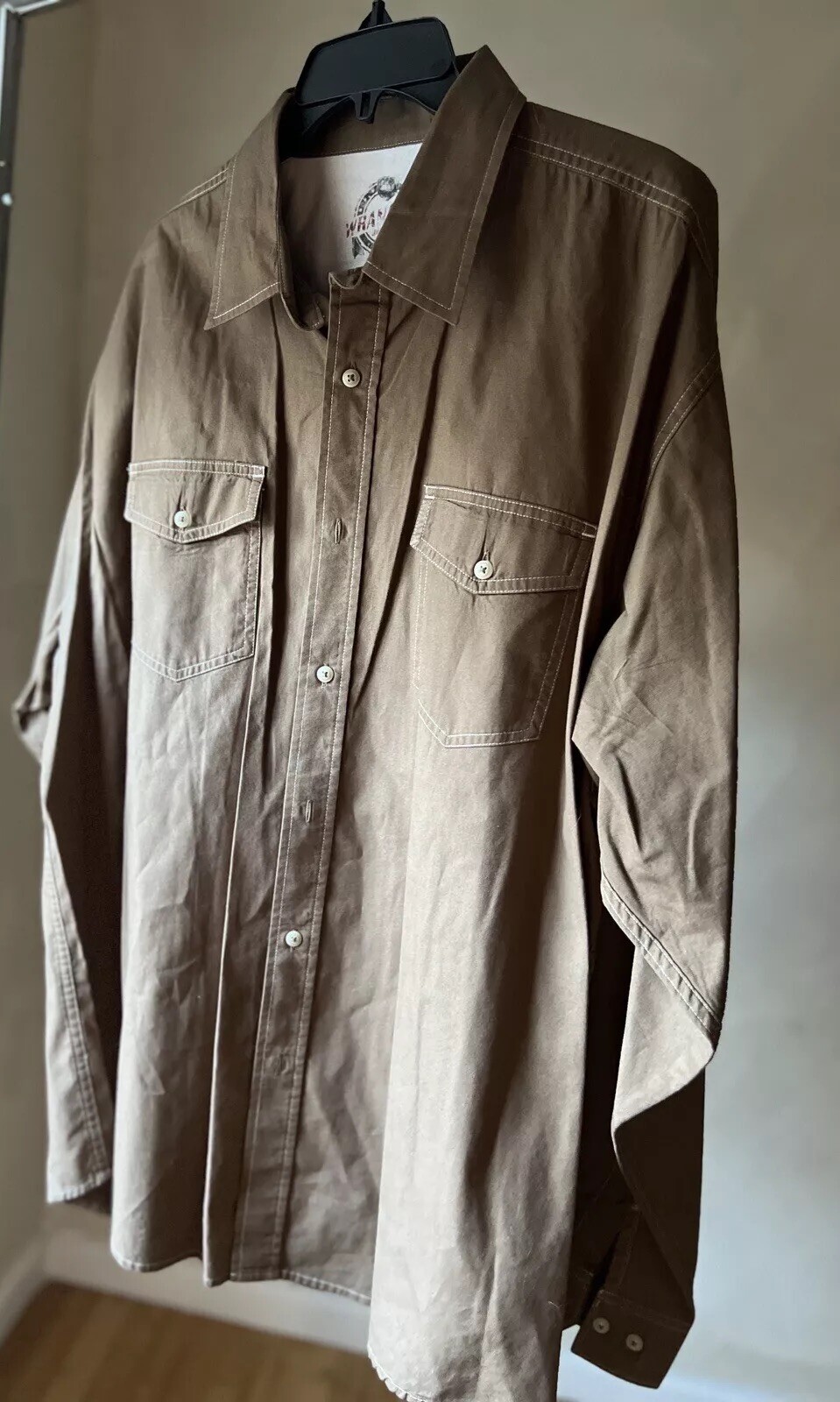 Wrangler Men's 100% Cotton classic Long Sleeve button-Up Shirt W/Pockets|Sz:2XL thumbnail 6