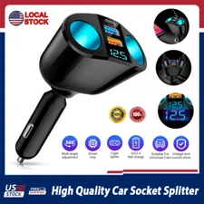 Outlet 12V Dual USB Car Cigarette Lighter Socket Splitter Power Adapter Charger