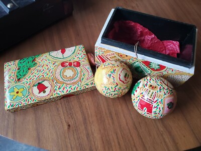2 x Christmas Tree Gingerbread Men Ornament Foreside Company Ball & Recipe Box