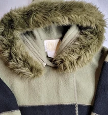 Linda Lundstrom La Parka with Faux Fur Trim Hood Two Piece Coat READ