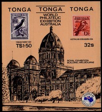 TONGA, SCOTT # 589A, MNH SOUVENIR SHEET - PHILATELIC EXHIBITION AUSTRALIA, BIRDS