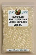 Empty VEGETABLE Capsules 1000 Count - Size 00 Non-GMO Clear, Joined, VEGETARIAN