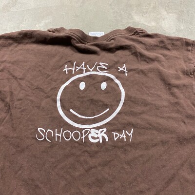 Vintage Hamburger Smiley Face Restaurant Schoops T Shirt Burger Y2K Small