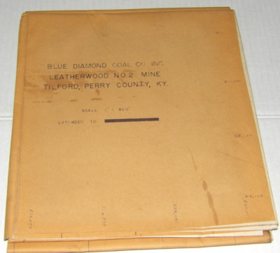 Vtg Leatherwood KY Mine Blue Diamond Coal Company Perry Co HUGE Map #2 70''x50''