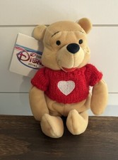 Disney Store Winnie The Pooh Heart Sweater Bean Bag Plush 8  NWT VTG