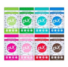 PUR Xylitol Chewing Gum 8 Flavor Variety 55 Pieces, 8 Pack Sugarless Vegan