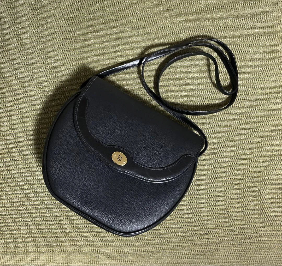 Christian Dior Sac Bandoulière Trotter Nid d'abeille Bandoulière Cuir Noir