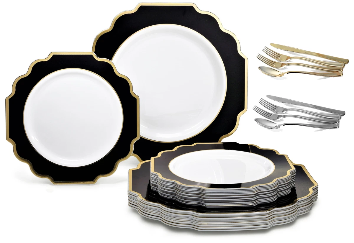 Disposable Plastic Wedding Dinner Plate for 25 Guests